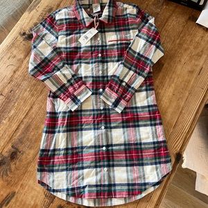 NWT Women’s Vineyard Vines Holiday Flannel Lounge Night Shirt Night Gown Sz XS